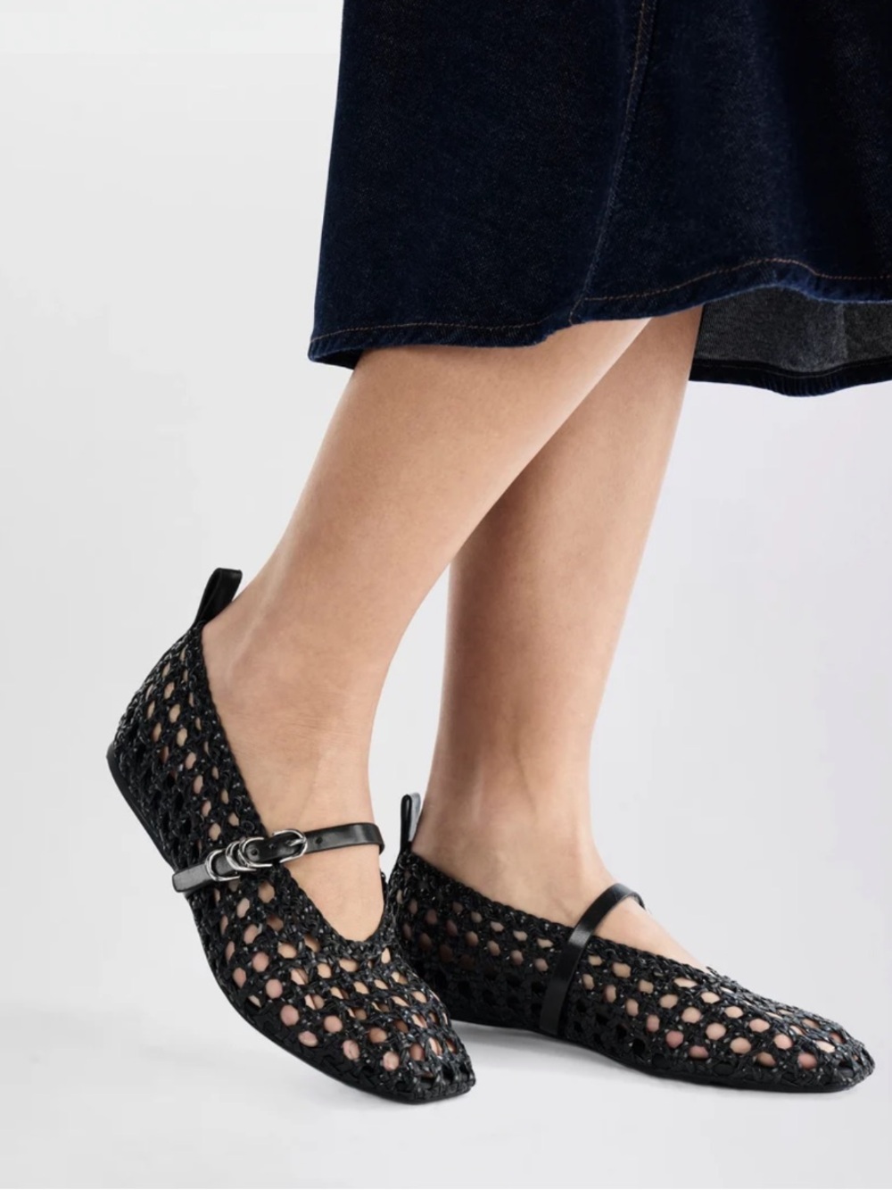 Rag & Bone Spire Black Woven Mary Jane Ballet Flats
